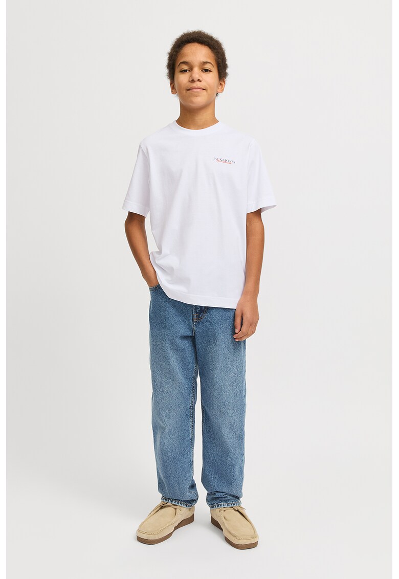 Tricou de bumbac cu logo - Alb/Portocaliu