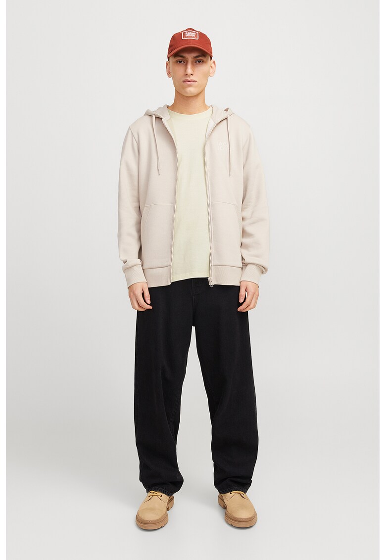 Tricou cu imprimeu text - Albastru/Crem