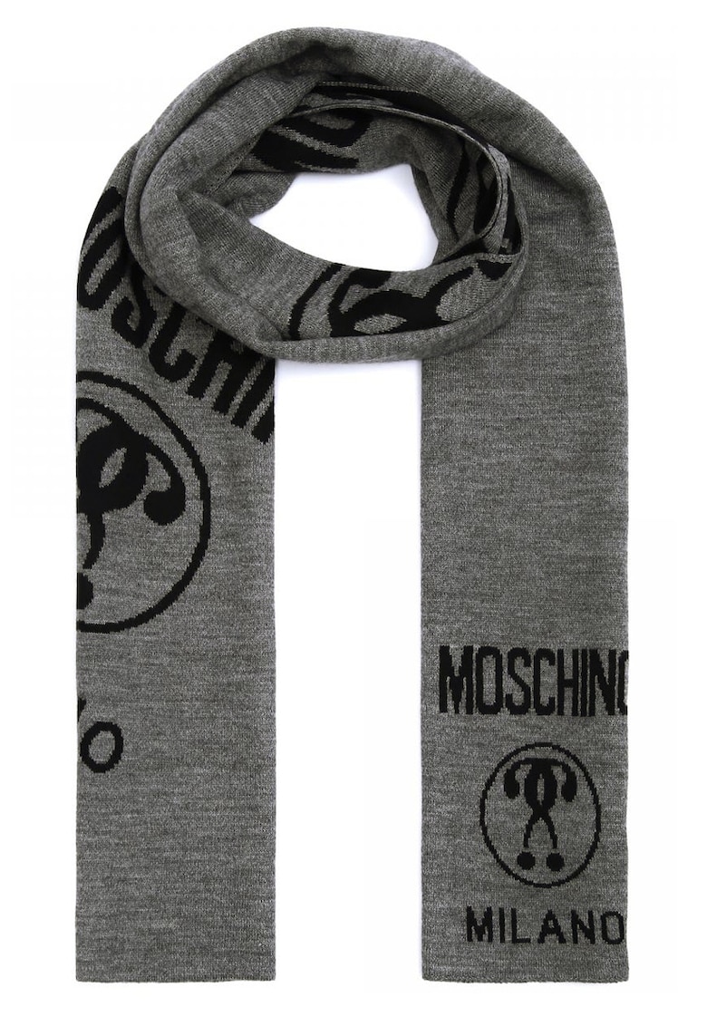 Fular din amestec de lana cu model logo contrastant