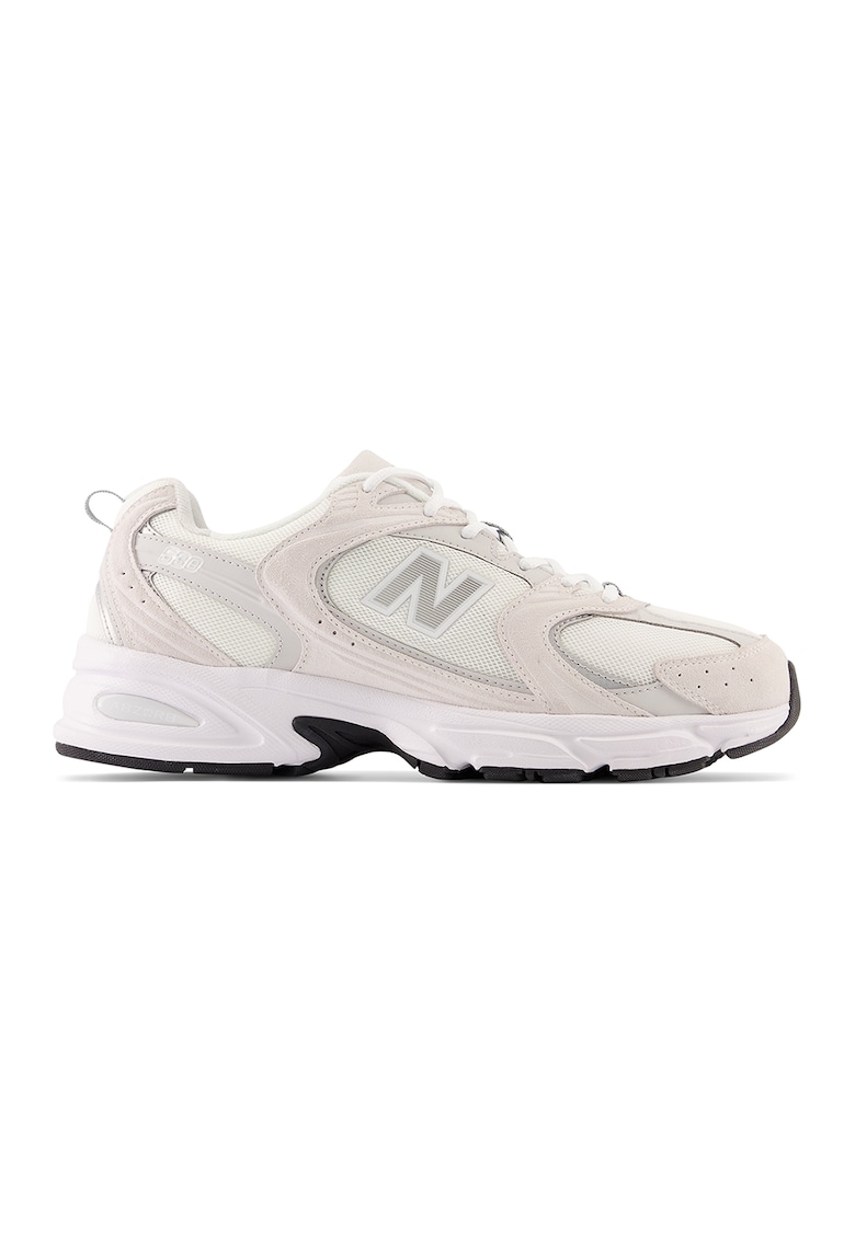 530 Pantofi sport unisex cu insertii din piele ecologica - Alb murdar