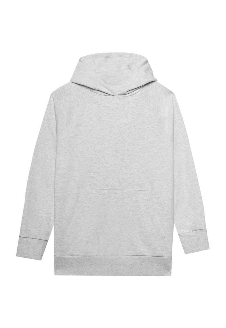 Hanorac dama 4F F0955 - gri deschis melange - bumbac si poliester - gluga nedetasabila