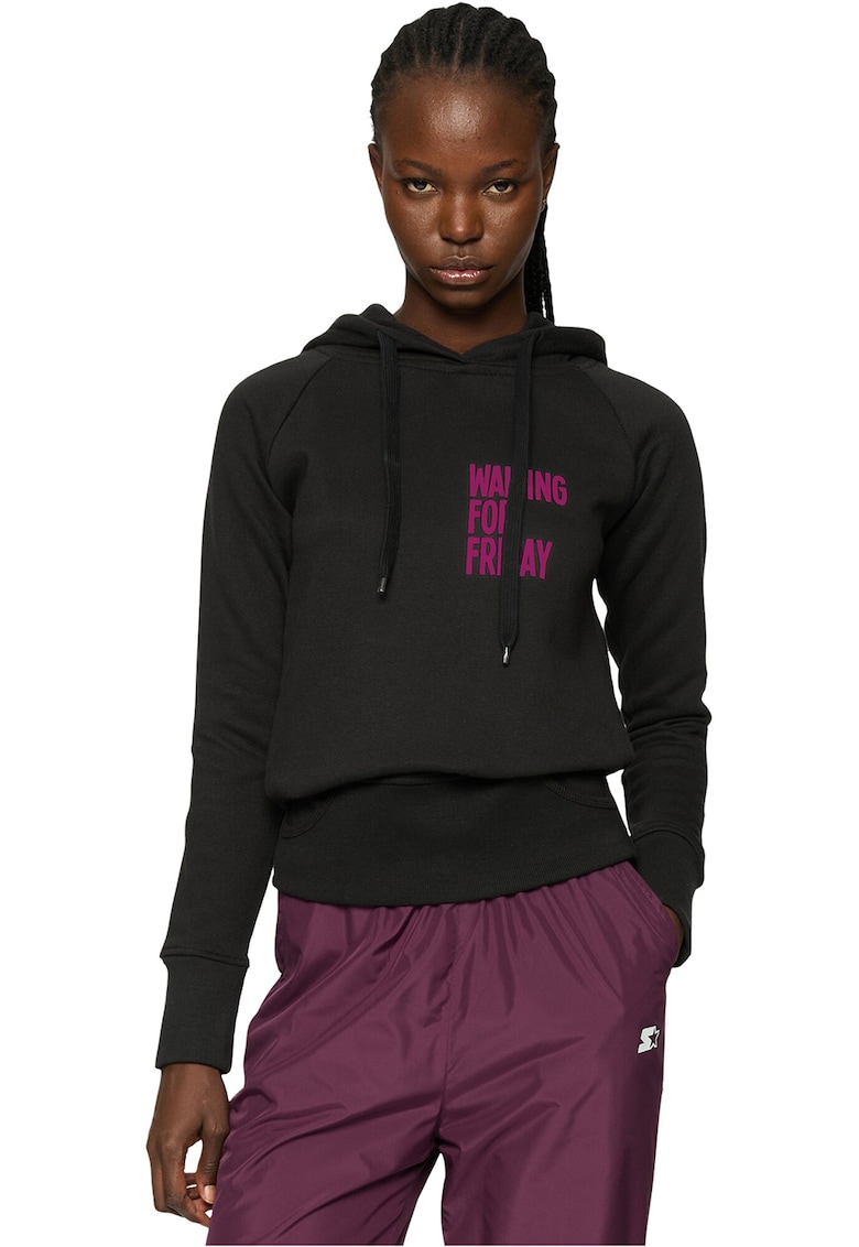 Hanorac din amestec de bumbac cu imprimeu text