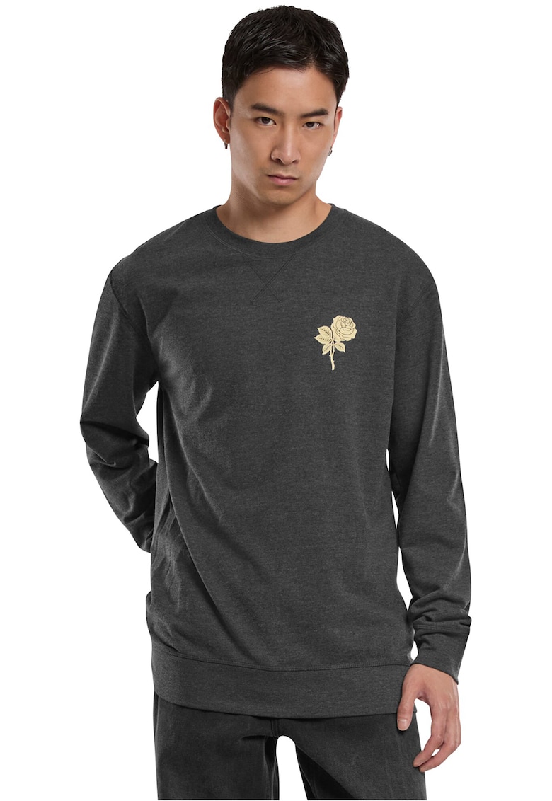 Bluza de trening din amestec de bumbac cu decolteu la baza gatului - Gri carbune