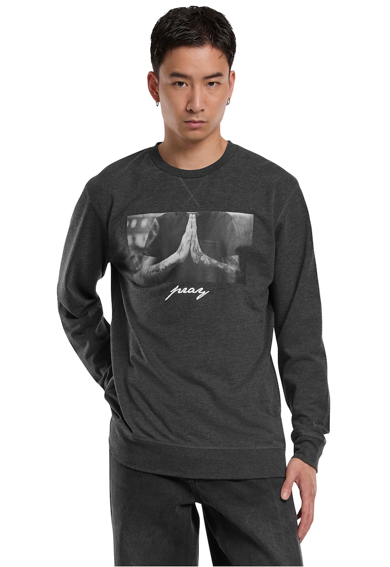 Bluza de trening unisex cu imprimeu foto si decolteu la baza gatului