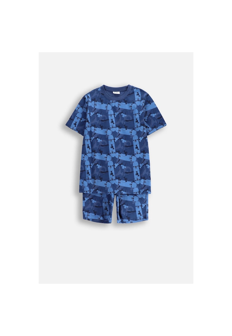 Pijama scurta cu model abstract - Albastru