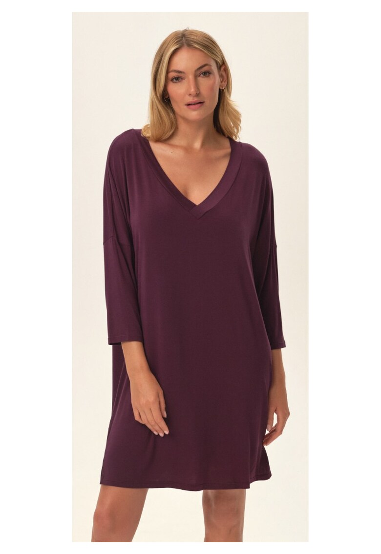Camasa de noapte dama violet - viscoza - croiala oversize - maneci lungi -