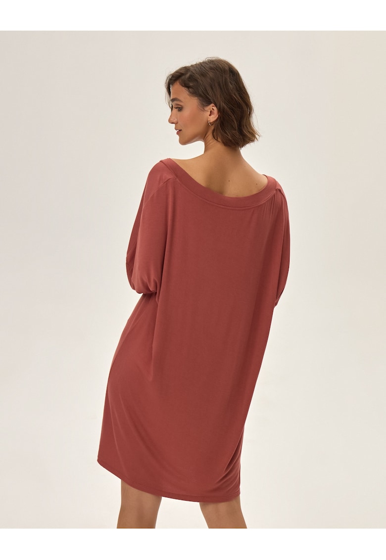 Camasa de noapte - Jannet - maneci lungi - culoare maro - viscoza -