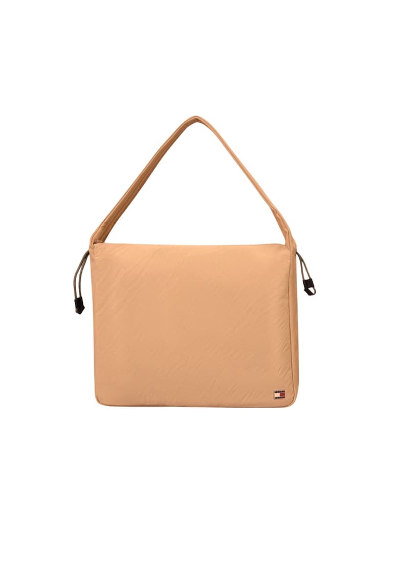 Geanta shopper femei Tommy Jeans Daily Utility - bej - material textil si imitatie de piele - dimensiuni spatioase