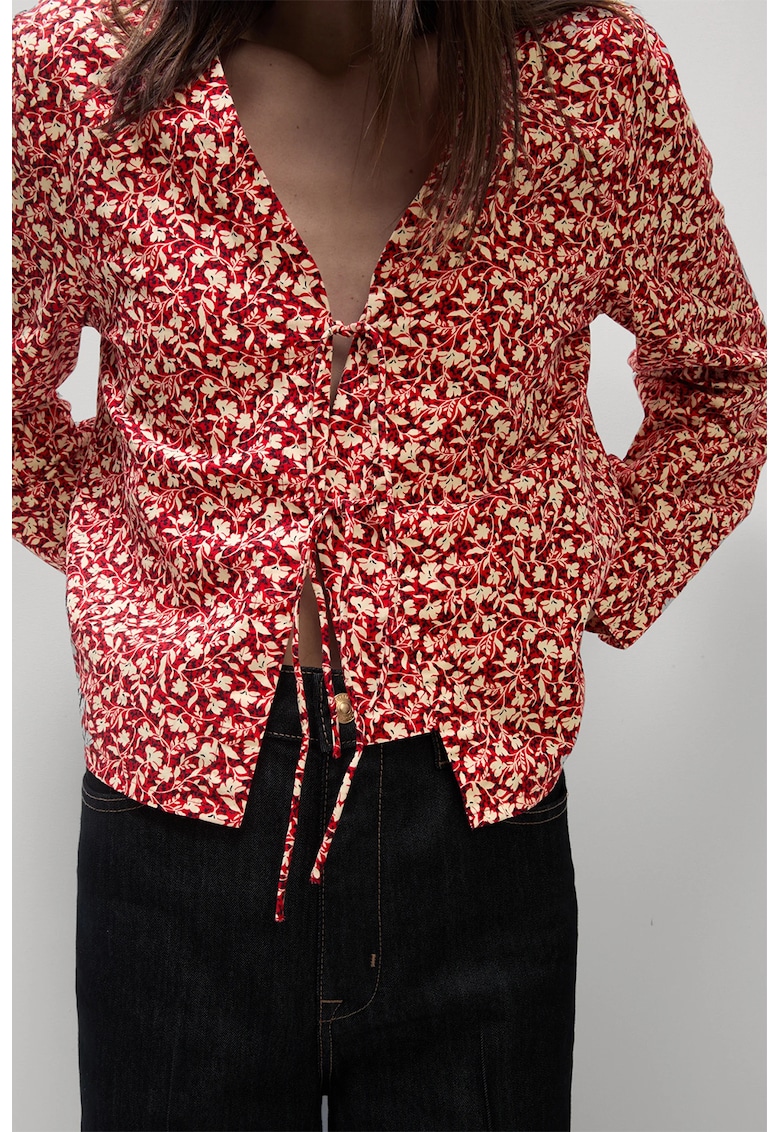 Camasa cu imprimeu floral si snururi
