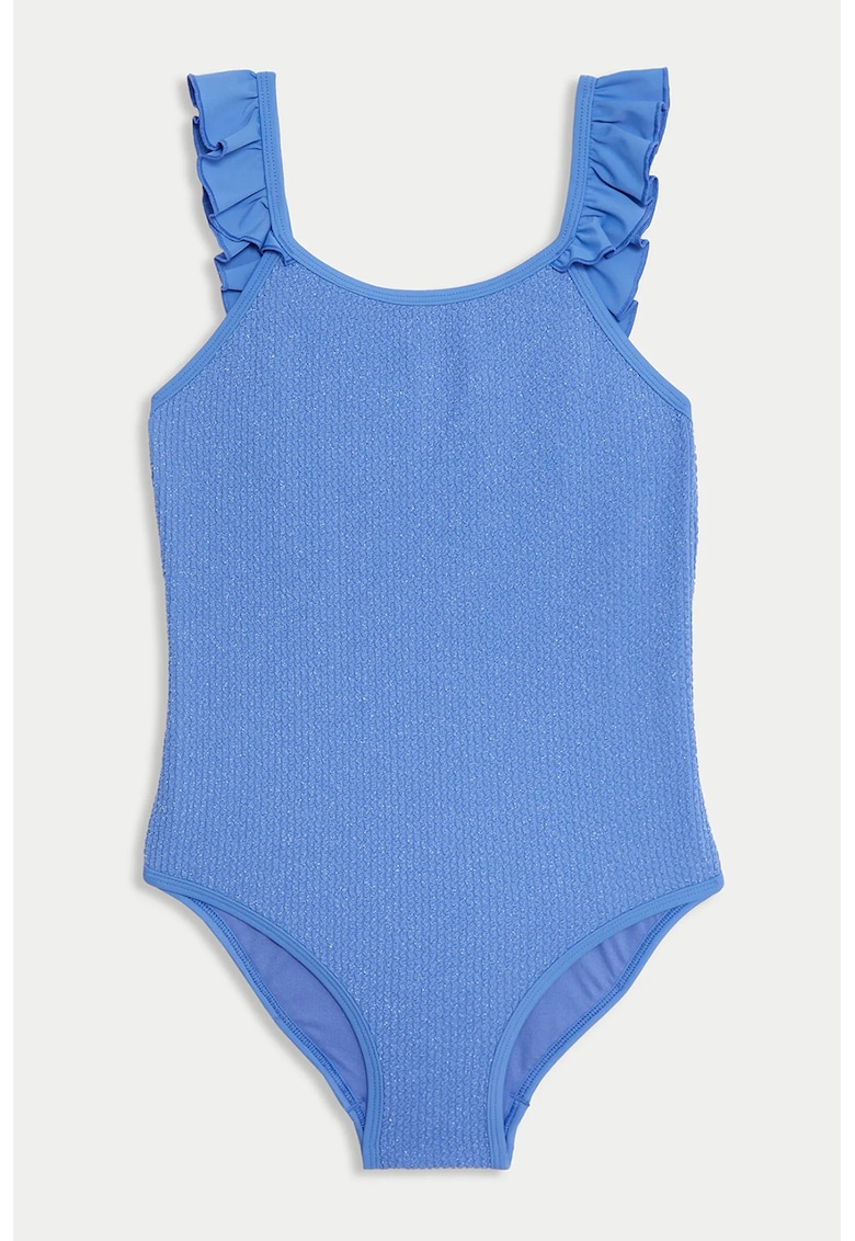 Costum de baie intreg cu bretele cu volane