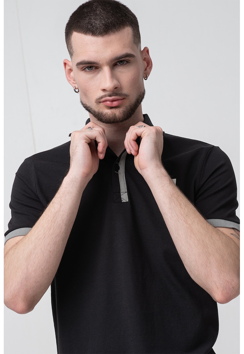 Tricou polo slim fit cu logo