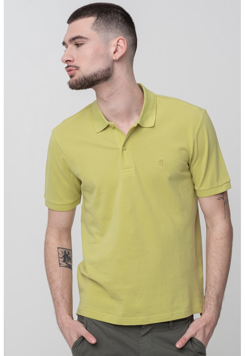 Tricou polo de bumbac pique - Verde fistic