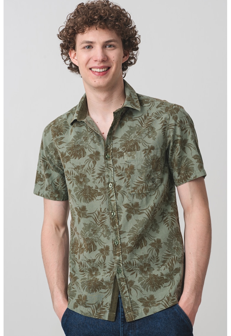 Camasa cu maneci scurte si imprimeu tropical Camasa cu maneci scurte si imprimeu tropical