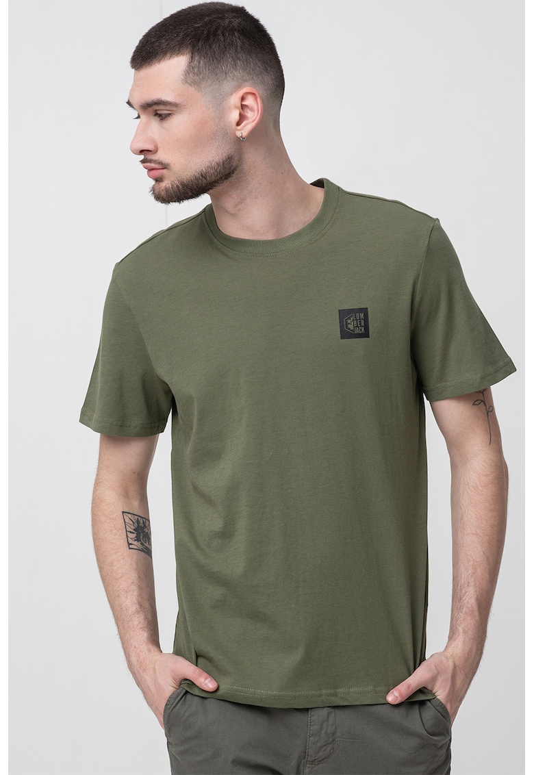 Tricou de bumbac cu decolteu la baza gatului