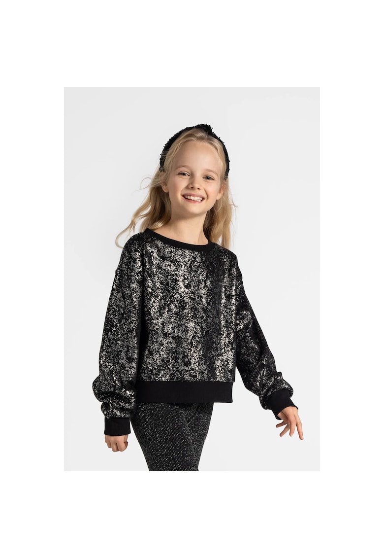 Hanorac sport fete -  bumbac - negru -