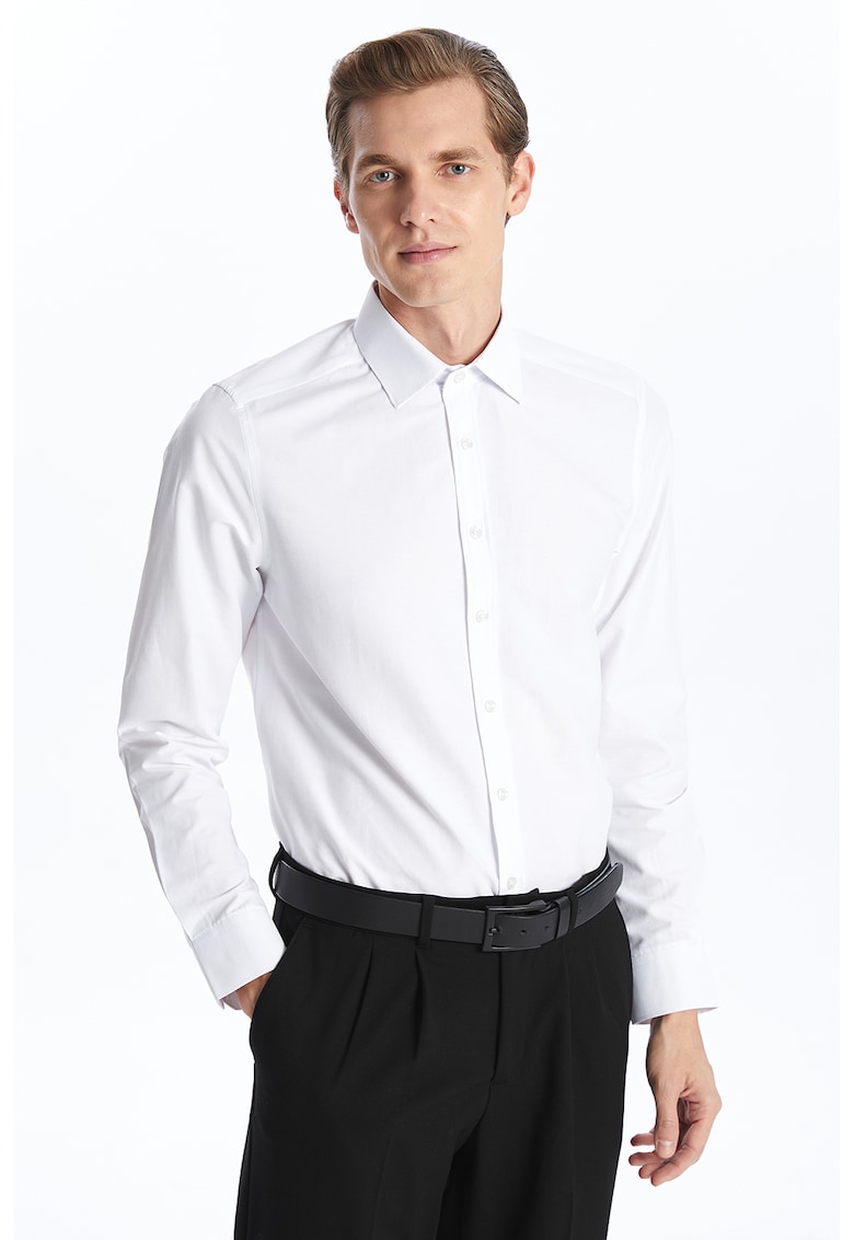 Camasa slim fit din amestec de bumbac - Alb optic