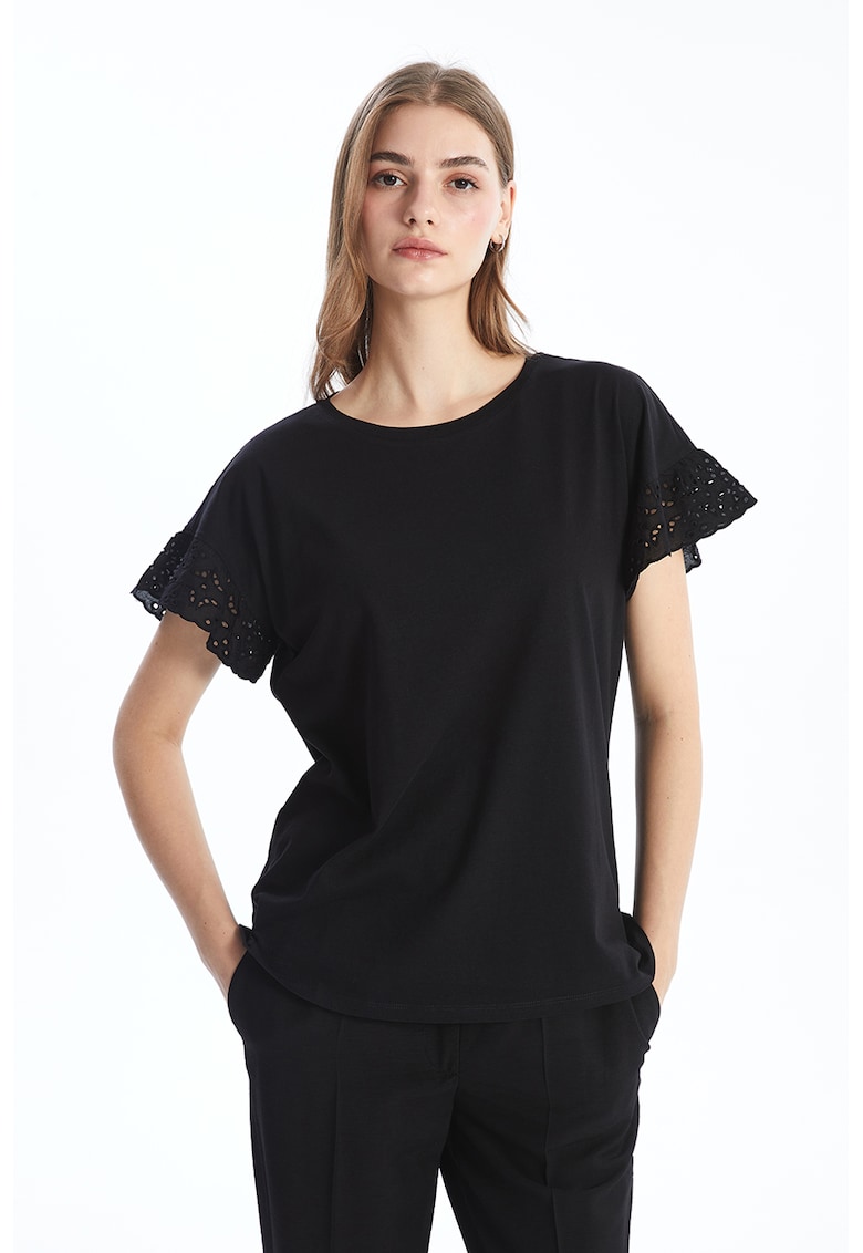 Tricou regular fit din bumbac - Negru stins