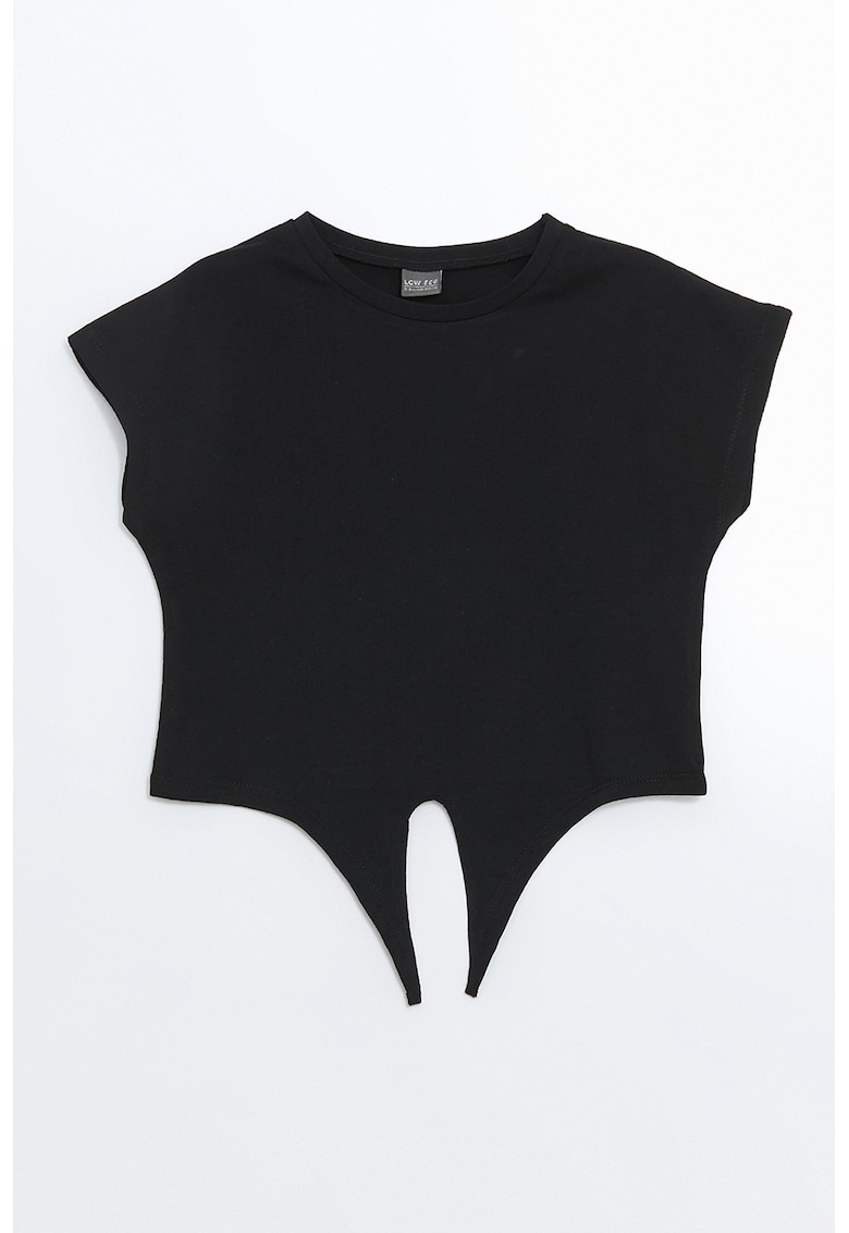 Tricou crop de bumbac cu prindere la terminatie