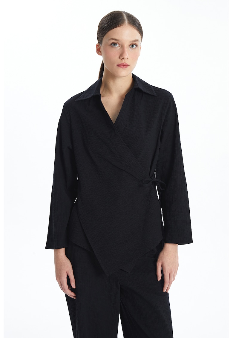 Camasa din bumbac cu decolteu in V