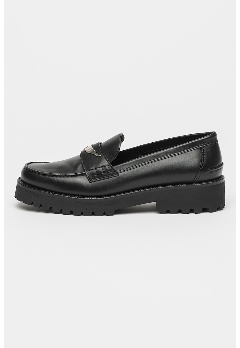 Pantofi loafer din piele cu varf rotund