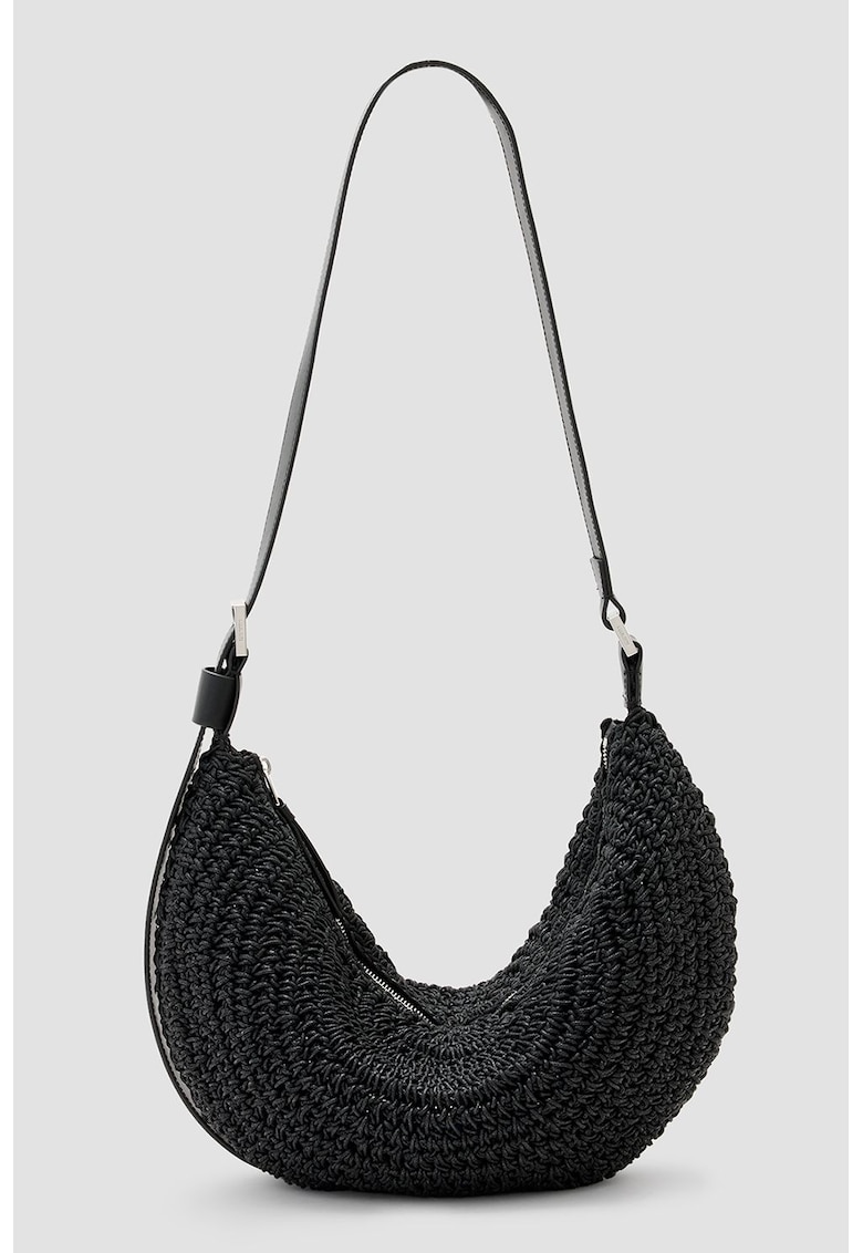 Geanta crossbody de bumbac cu bareta ajustabila - Negru