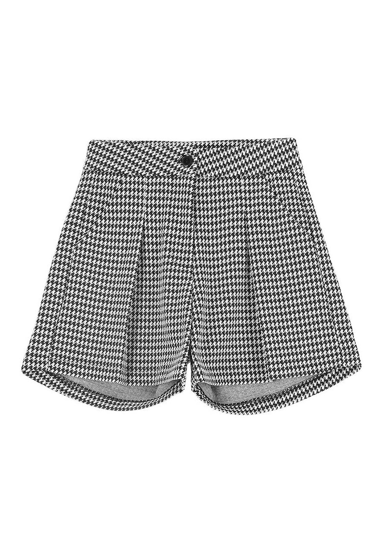 Pantaloni scurti fete poliester/viscoza/elastan - alb/negru