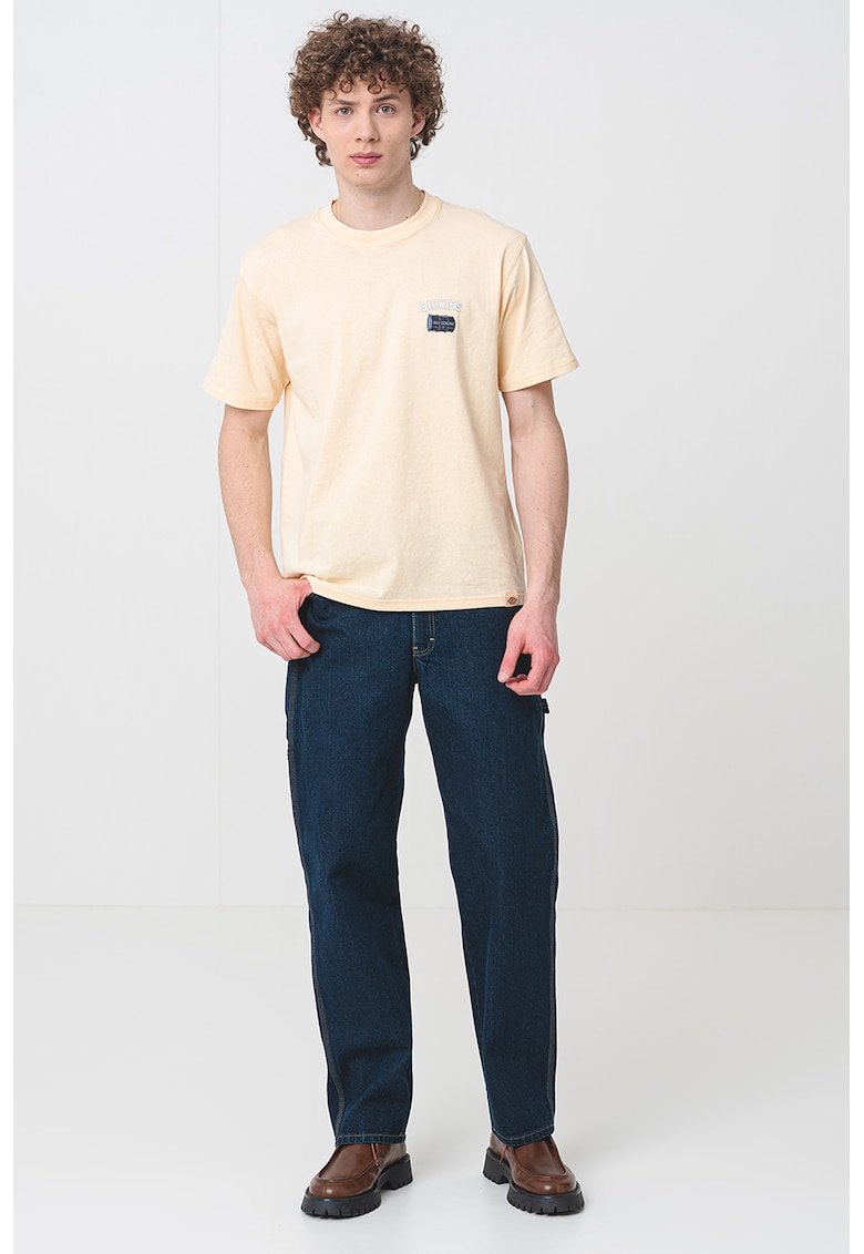 Tricou cu decolteu la baza gatului - din bumbac - Galben deschis