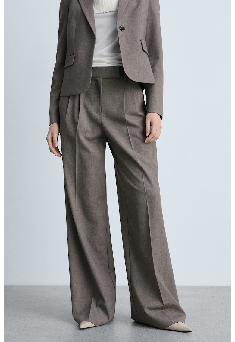 Pantaloni eleganti cu talie inalta si croiala ampla