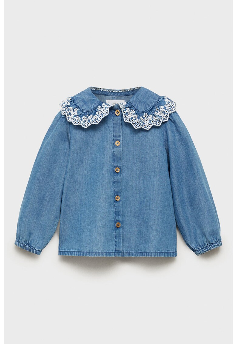 Bluza din chambray cu detalii de dantela Sangallo