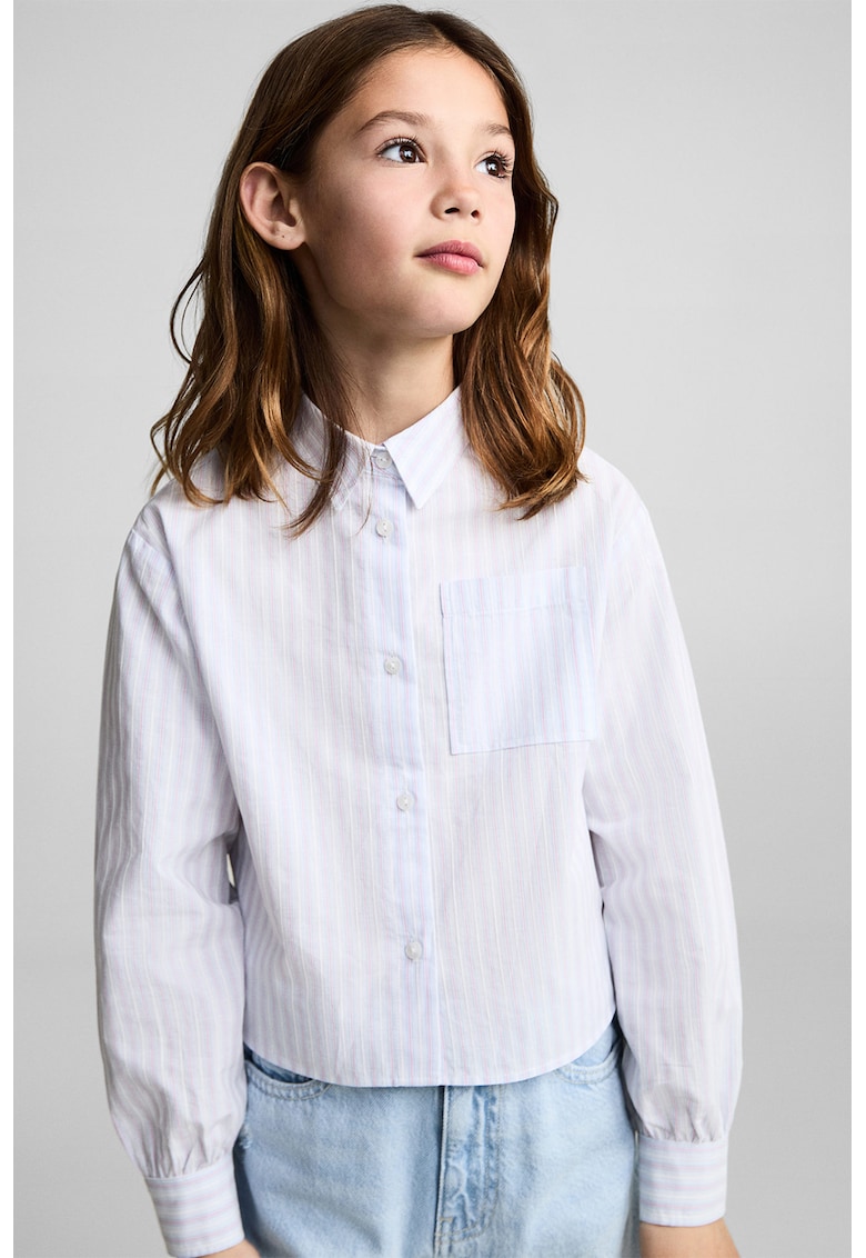 Camasa de bumbac cu dungi si maneci lungi