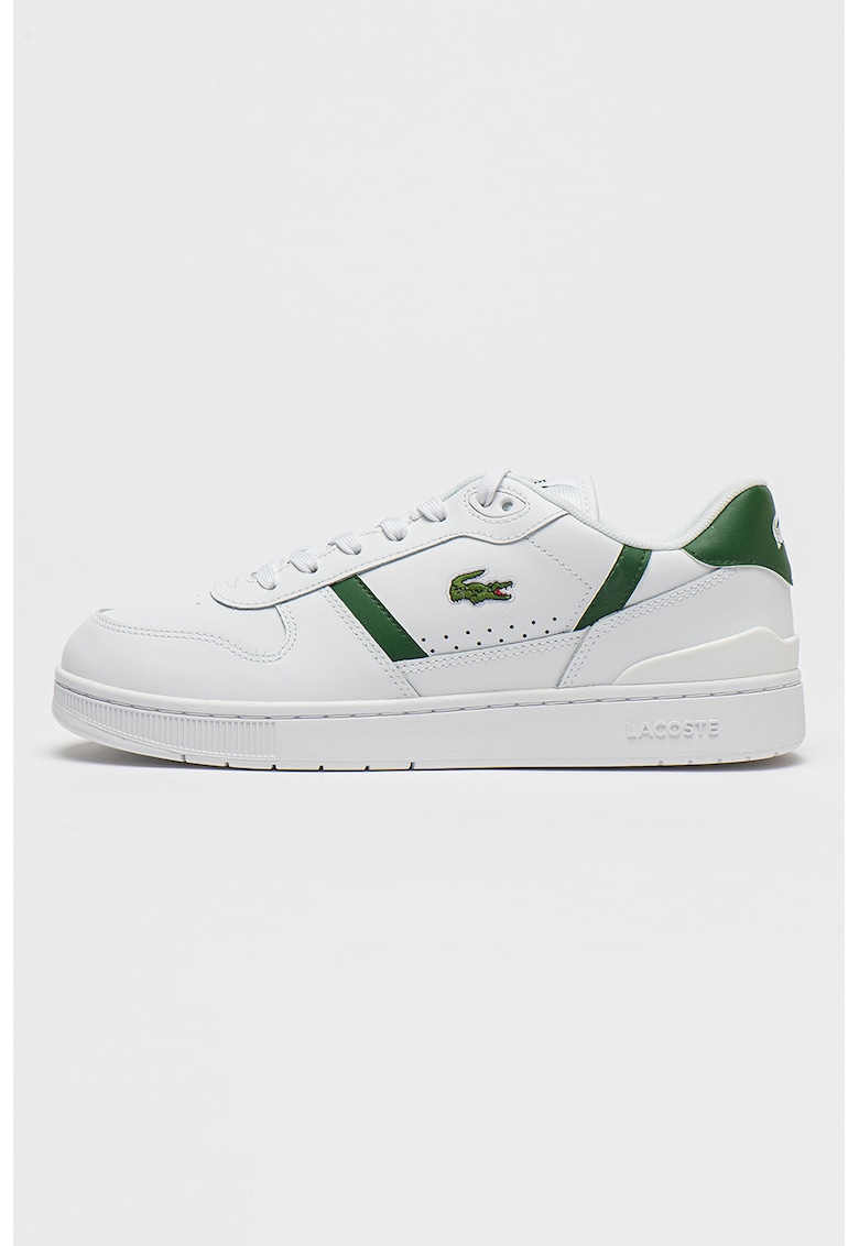 Pantofi sport de piele cu logo - Alb/Verde padure