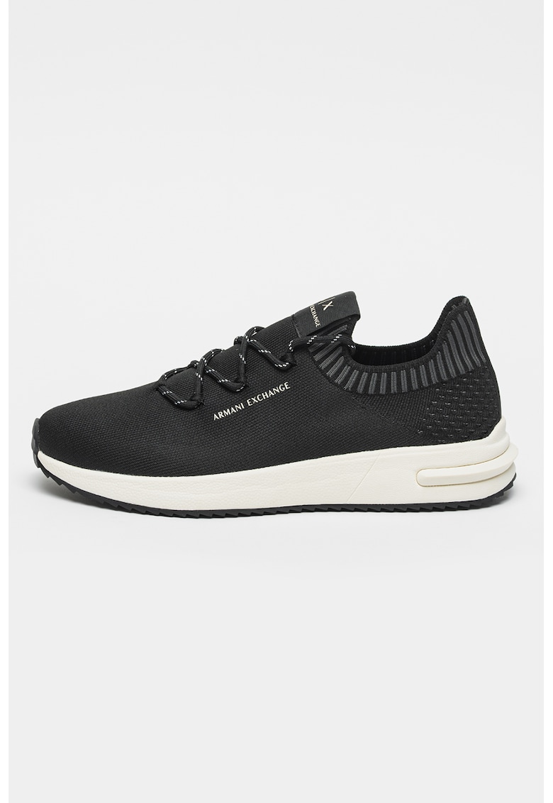 Armani Exchange Pantofi sport wedge din material textil cu logo - Negru