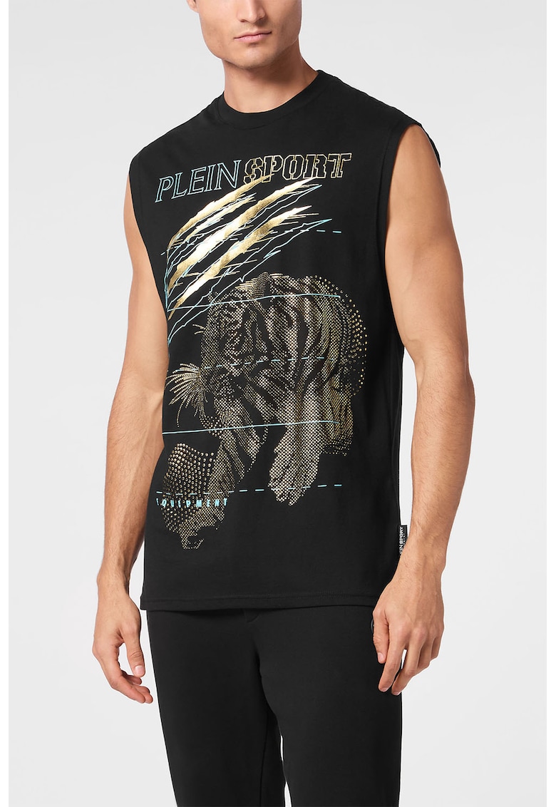 Tricou fara maneci cu imprimeu grafic Tricou fara maneci cu imprimeu grafic