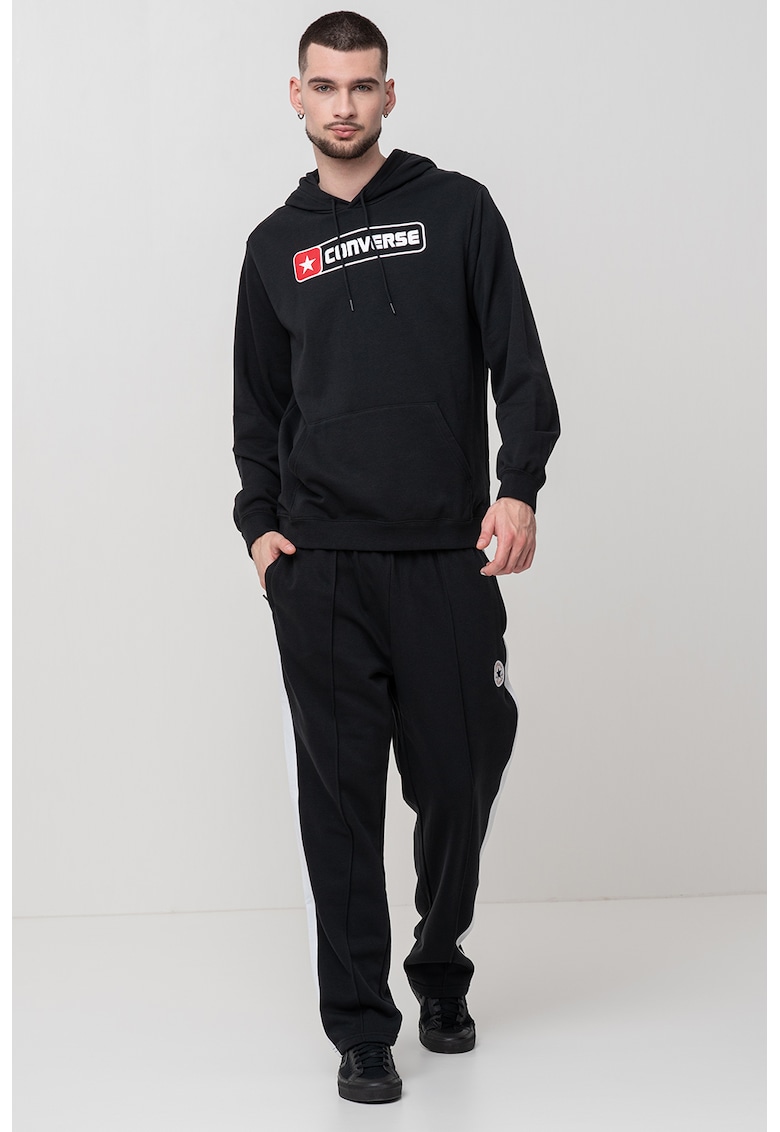 Hanorac cu imprimeu logo si buzunar kangaroo