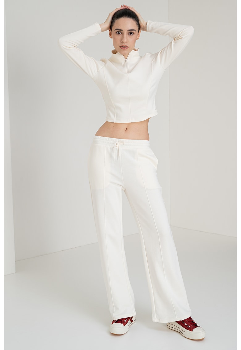 Bluza crop cu fenta cu fermoar