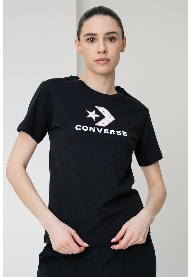 Tricou cu imprimeu logo contrastant