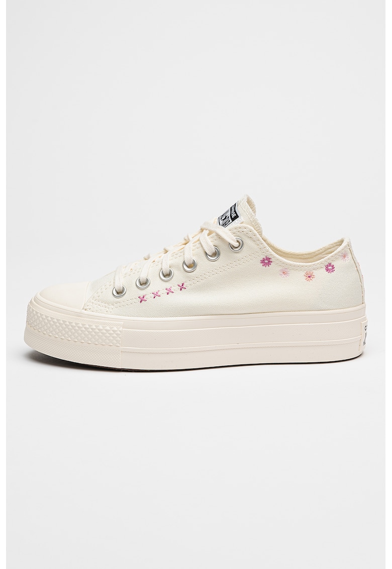 Tenisi flatform cu broderie florala Lift