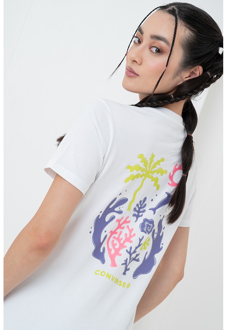 Tricou cu imprimeu grafic pe partea din spate Sea - Alb/Albastru lavanda