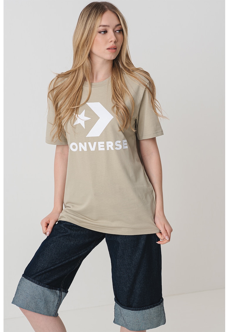 Tricou cu imprimeu logo - Verde pal