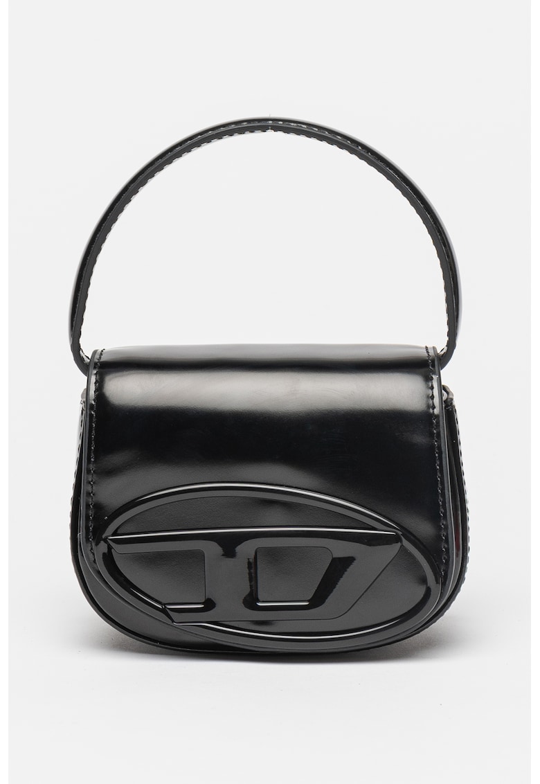 Geanta crossbody din piele cu logo - Negru