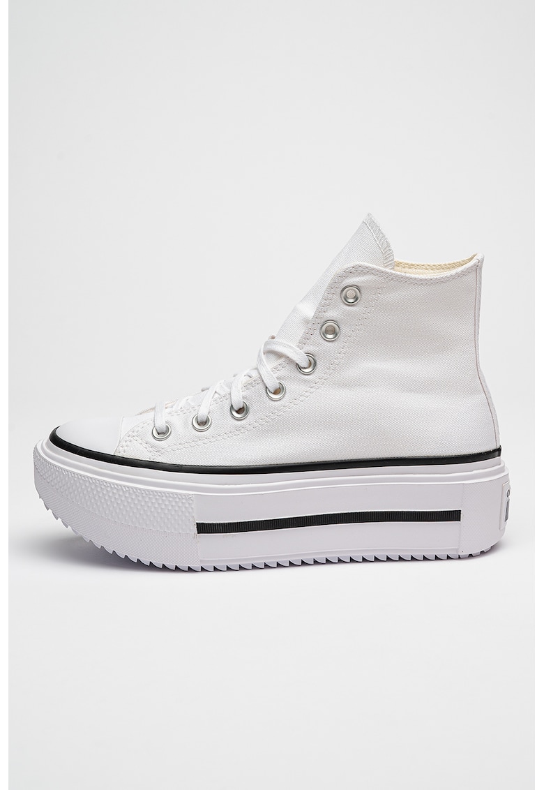 Tenisi All Star Lift Double Stack flatform - Alb/Negru stins