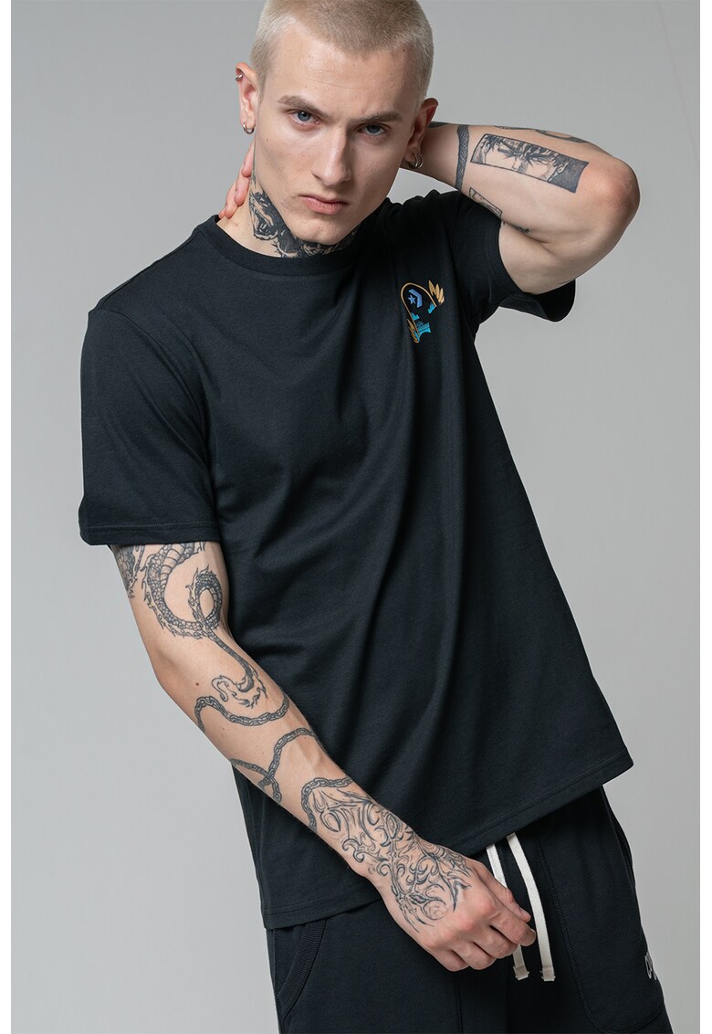 Tricou cu imprimeu pe spate Desert Sunset - Negru/Albastru lavanda