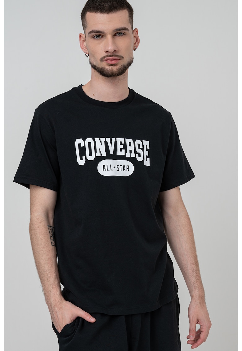 Tricou cu imprimeu pe piept Retro - Alb/Negru
