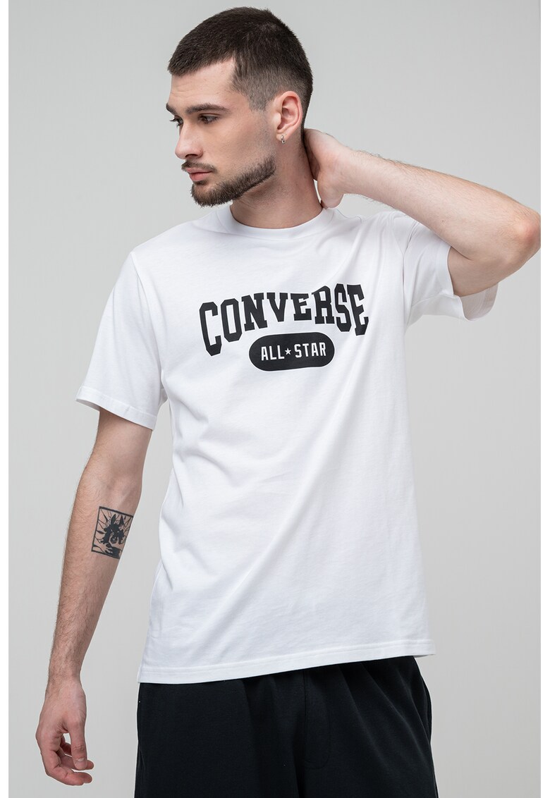 Tricou cu imprimeu pe piept Retro - Alb