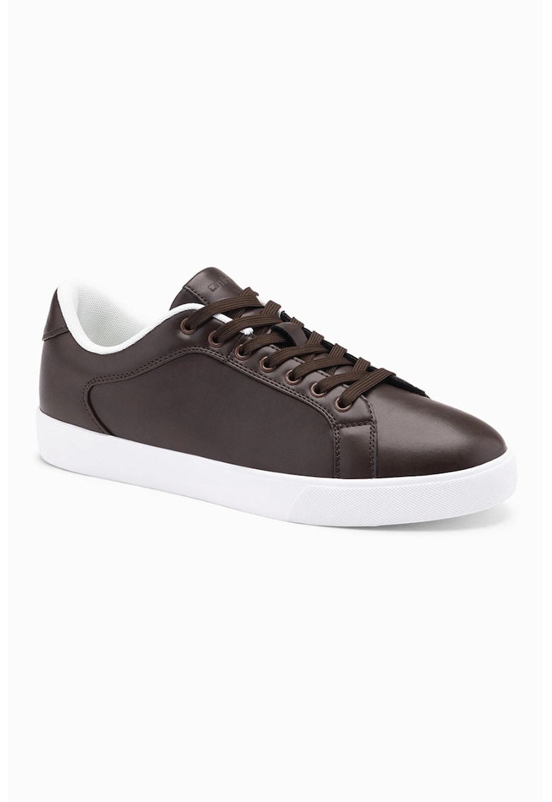 Pantofi sport low-cut de piele ecologica - Maro inchis