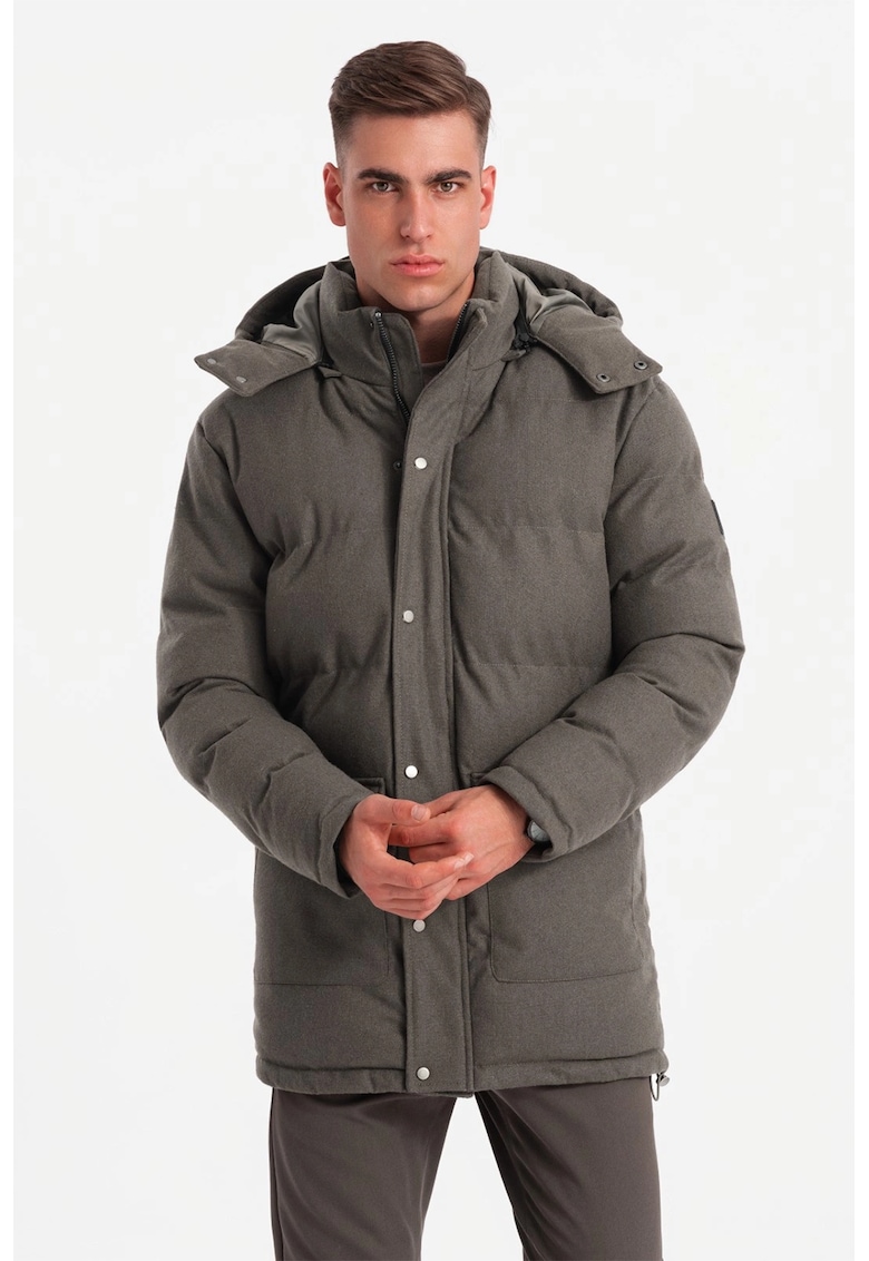 Geaca din amestec de lana cu vatelina si gluga