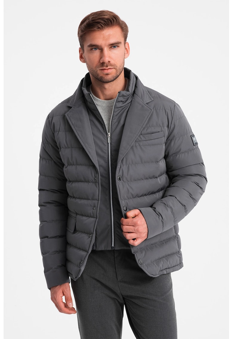 Jacheta-camasa matlasata cu croiala slim-fit