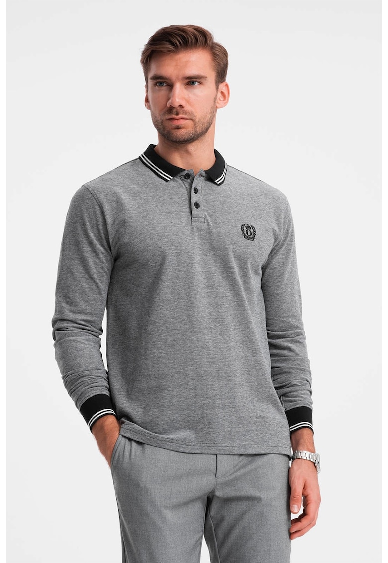 Bluza polo cu fenta cu fermoar