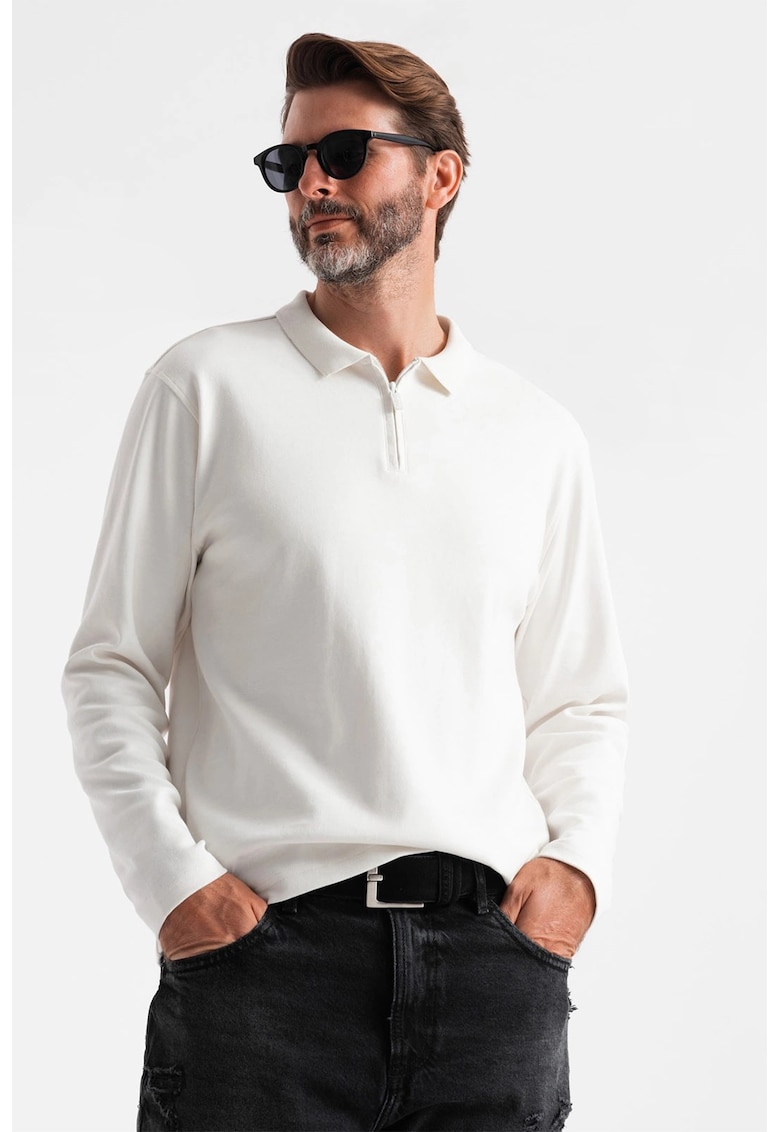 Bluza polo cu fenta cu fermoar