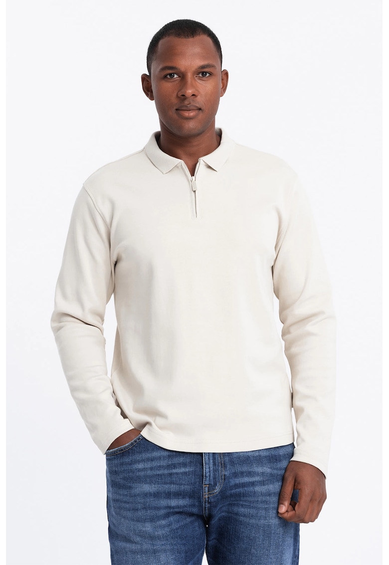 Bluza polo cu fenta cu fermoar